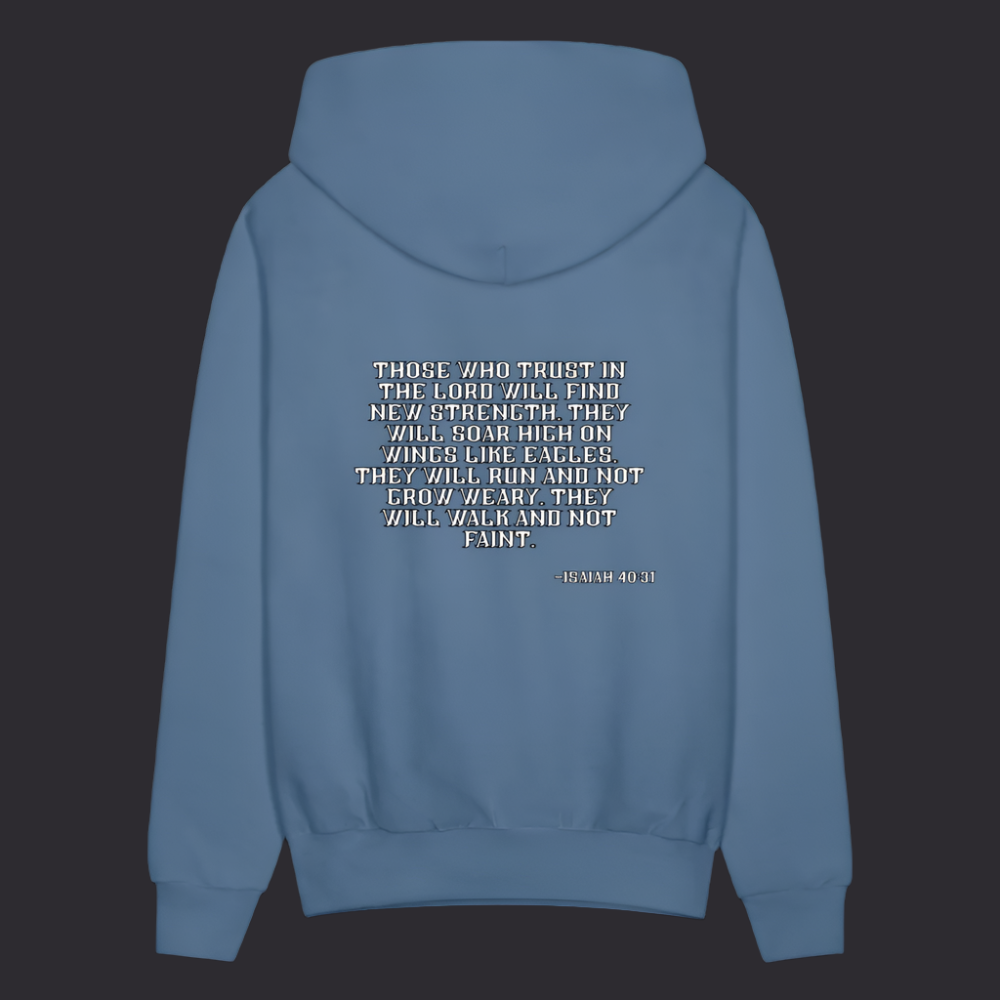 'Trust in the Lord' Denim Blue Hoodie Strive Collection - denim blue